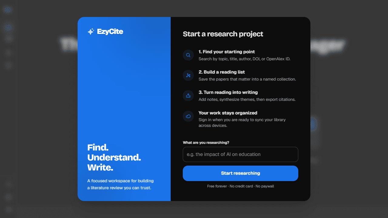 Screenshot of EzyCite